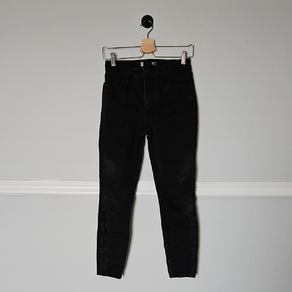 Kut From The Kloth Donna Black High Rise Ankle Skinny Jeans Moto 2 Mixed Media